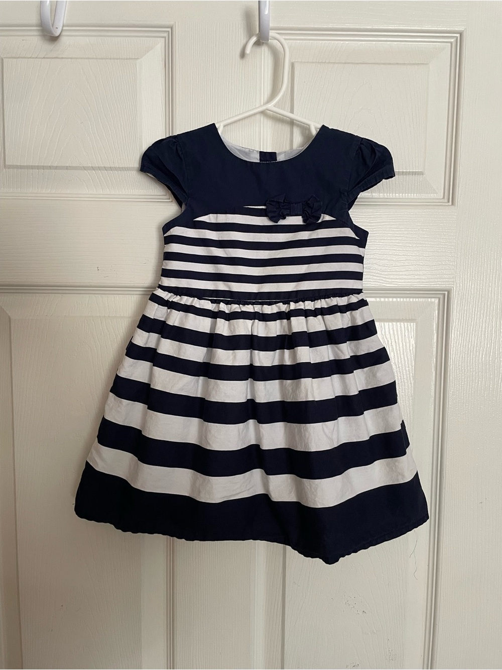 Young Dimension 12-18 Months Navy & White Striped Girls' Cotton Dress